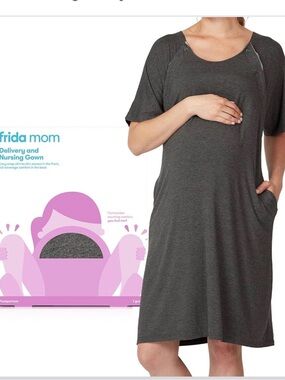 Frida Mom Nursing & Delivery Gown - Dark Charcoal Gray